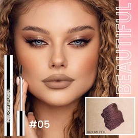 Tinte labial líquido mate despegable, delineador de labios tatuaje, tinte de labios mate despegable color marrón oscuro, lápiz labial de larga duració