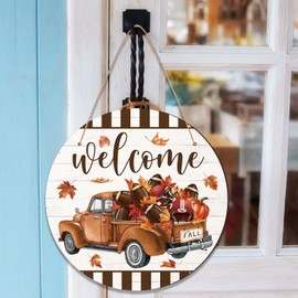 CroBlissful Fall Football Decoration Football Front Door Wreath Autumn Welcome Sign Football Door Hanger Thanksgiving Wall Plaque Fall Decoration for Home Farmhouse Wall Porch Door Outdoor