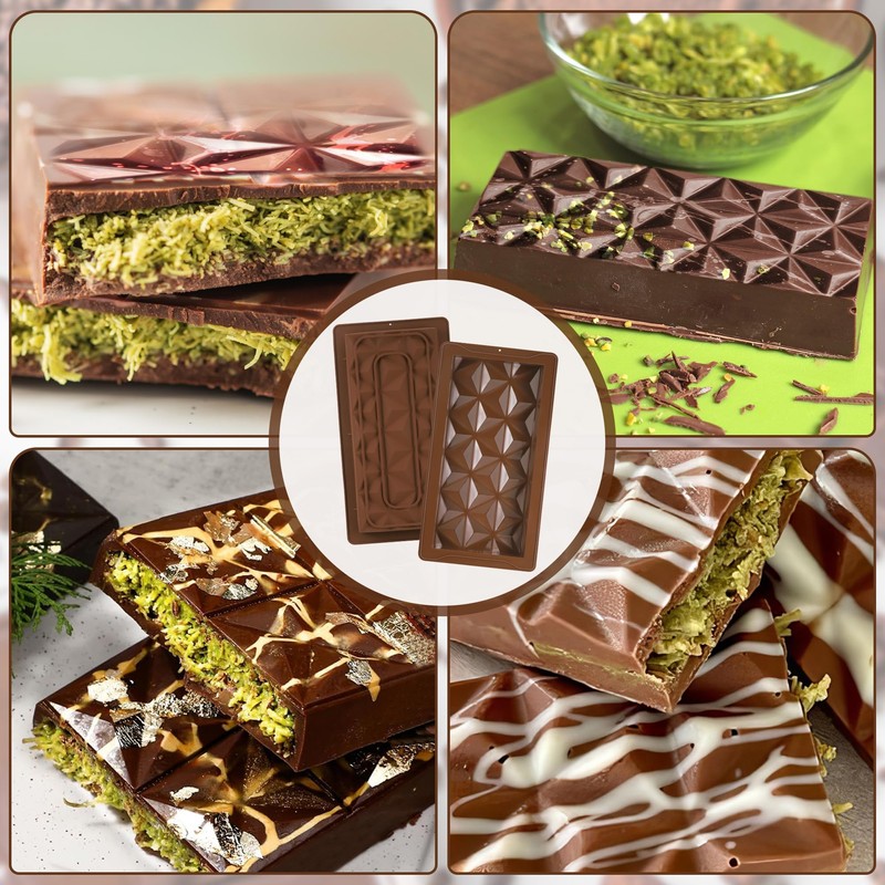 TranRantic 2 Pcs Deep Chocolate Bar Mold, Large Chocolate Molds
