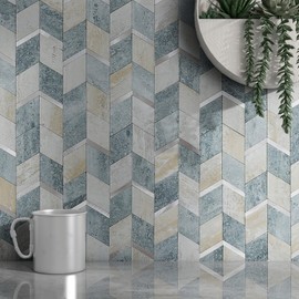 MOFIT Peel and Stick Backsplash for Kitchen,3D Wall Panel Peel and Stick Tile Self Adhesive Backsplash for Bathroom Tile Stickers Diamond (10Sheets,Blue Green Gray)