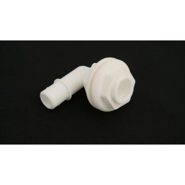 Flow-Rite MA-007-W 3/4" Elbow Double-nut, Thru-hull, Barbed, White