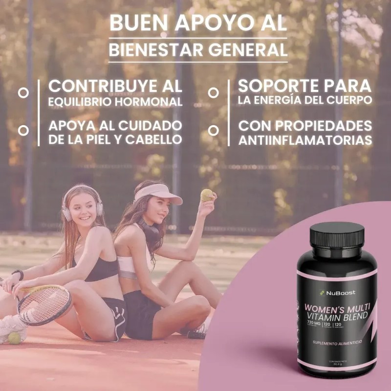 Multivitamínico Mujer 120 Cápsulas Nuboost Vitaminas Sabor Sin sabor