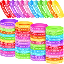 60 Pcs Bible Verses Bracelets Religious Silicone Bracelets Christian Inspirational Rubber Wristbands Colored Faith Bracelets Bible Verse Wristband for Men Women