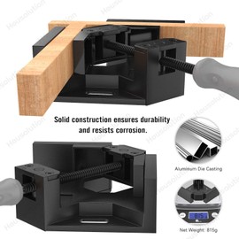 Housolution 90 Degree Corner Clamp for Carpentry Welding Right Angle Fixing Picture Frame Fixing Plate Width Less Than 70mm - Black