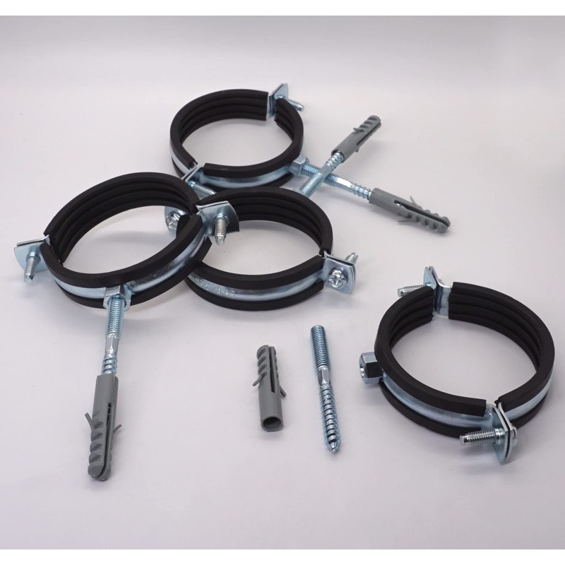 SKIR'CO (Pack of 2 pcs) Pipe Brackets with Black Rubber