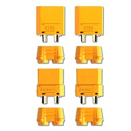 VUNIVERSUM 2 Pairs (4 Pieces) Original Amass XT90 XT90H High Current Premium Gold Plug Reverse Polarity Plug Socket with Protective Caps Male Female 90A RC by Mr. Stecker Modellbau®