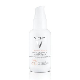 VICHY Vichy Capital Soleil UV-Age Daily SPF 60, Anti Aging Sunscreen for Face SPF 60, Hyaluronic Acid + Peptides + Vitamin C, Broad Spectrum Invisible SPF Protection, No White Cast Sunscreen