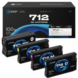 712XL 712 Ink Cartridge Combo Pack High Yield Replacement for HP 712XL Ink Cartridges Work for HP Designjet T210 T320 T250 T630 T650 Printers (4 Pack, 80-ML BK, 29-ML C/M/Y)