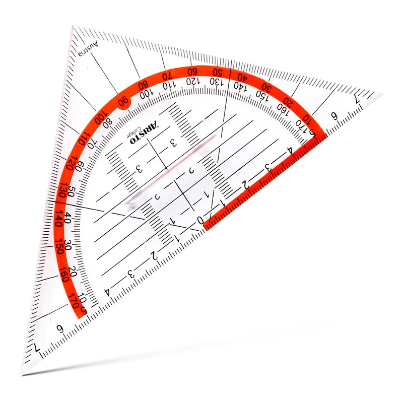 Aristo AR23003 College Geometry Triangle with Firm Grip (Hypotenuse 16