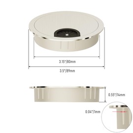 Skweawert Desk Grommet 3-1/8 Inch 80mm, Zinc Alloy Computer Desk Wire Hole Cover, Office Desktop Cord Cable Hole Metal Ring, Brushed Silver