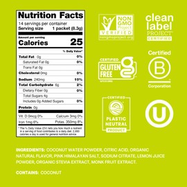 Cure Hydration | Plant-Based Electrolyte Drink Mix | No Added Sugar | FSA-HSA | Dehydration Relief Powder Made with Coconut Water | Non-GMO | Vegan | Pouch of 14 Packets - Lime