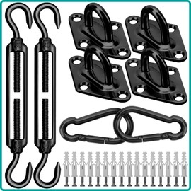 Morzejar Sun Shade Sail Fixing Kit, M6 Heavy Duty Sun Sail Shade Hardware Kit, 304 Stainless Steel Awning Attachment Set for Garden Triangle and Square, Hardware Accessories Kit (Black)