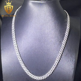 Factory Direct 925 Sterling Silver Moissanite Diamond Necklace with 8mm GRA Ice Out Cubans Link Chain and Rapper NecklaceColor: Silver moissanite, Length: 6.5 inches-bracelet