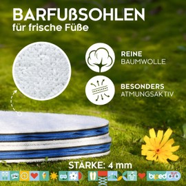 biped 2 Pairs of Barefoot Soles, Terry Cloth Insoles Made of Cotton and Soft Activated Carbon Latex Foam, Washable Shoe Insoles Against Foot Odour, for Hygienic Freshness in the Shoe z2770 (38)