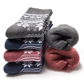 Occulto 6 Pairs of Warm Women's Socks, Thermal Socks Made of Cotton, Thick Winter Socks, Norwegian, 35-38