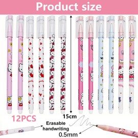 FRPABCF Erasable Gel Pen - Erasable Gel Pen Set, with Thermo-Sensitive Erase Ink, a Variety of Ink Colours and Barrel Designs, 0.7 mm Tip (KT Cat 12 Erasable Pens)