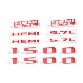 Reflective Concepts 2019-2022 Ram 1500 HEMI 5.7L Sport Performance Hood Emblem Overlay Decal Stickers - (Color: Gloss Red