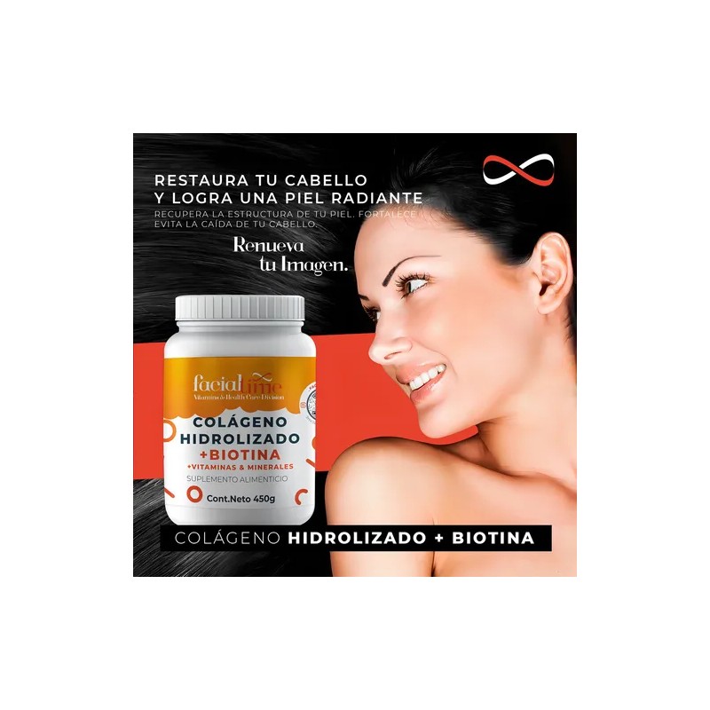Cólageno Hidrolizado Biotina + Acido Hialurónico De 450g Sabor Sin