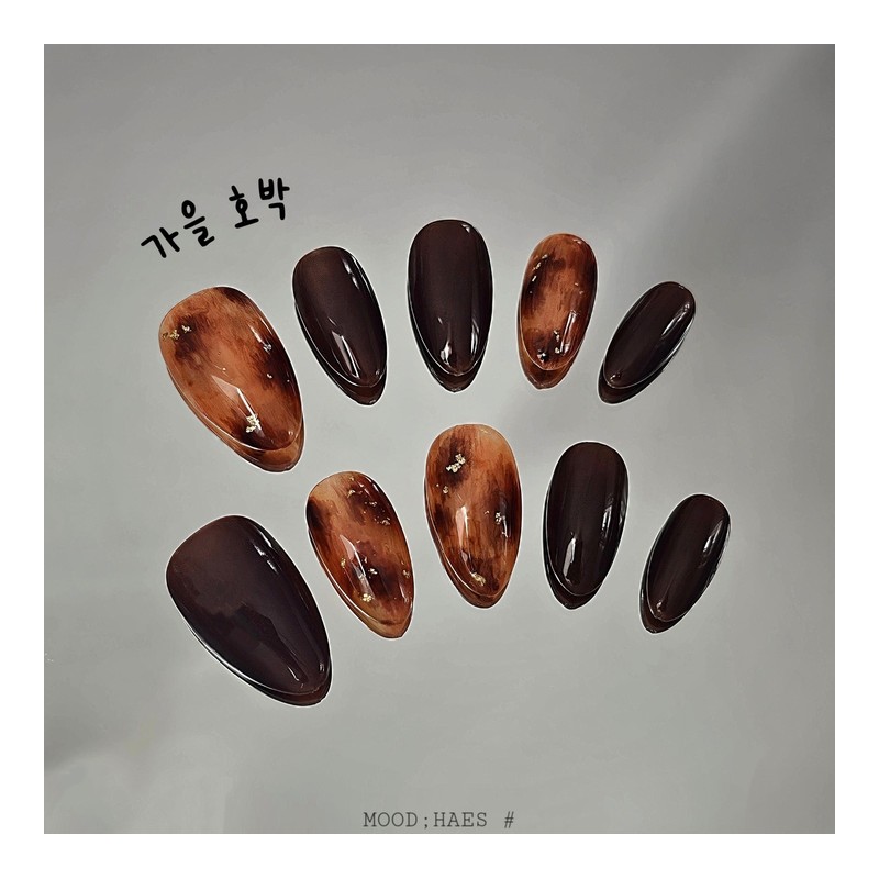 [M;H #] Autumn Pumpkin Handmade Nail Tips - Enter Lake