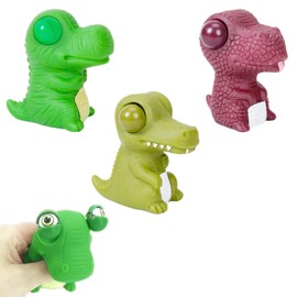 3Pc Funny Dinosaur Pinch Toy Squishy Squeeze Toy with Pop Out Eyes,Animal Eye Popping Stress Toy Squeeze Toys,Novelty Fidget Toy Xmas Stocking Fillers for Kids Boys Girls Adults Birthday