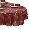 Newbridge Holiday Spruce Plaid Christmas Fabric Tablecloth, Holly, Evergreens, Acorn