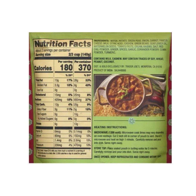 Trader Joe's 4 PACKS TRADER JOE'S INDIAN FARE TIKKA VEGETABLES