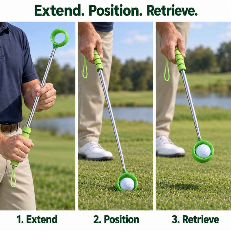 Retractable Golf Ball Picker – Lightweight Stainless Steel Golf Ball