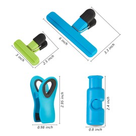 Chip Bag Clips, 9 Pack Food Bag Clips, Magnetic Bag Clips for Food Storage with Air Tight Heavy Seal Grip (Assorted Sizes and Colors)