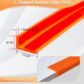 Rubber Edge Trim, Self Adhesive L Shaped Edge Trim, Small Size Peel and Stick Edge Trims for Tile, Wall and Furniture Edges, Orange Color, 10Ft