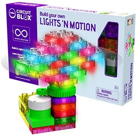 E-Blox Building Blocks STEM Circuit Kit, Build Your Own Lights ‘N Motion, Light & Rotating Capabilities, Infinite Science Creations, Birthday Gift, Boys, Girls, 5+
