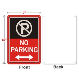 2 pack No Parking Signs With Arrow Symbol 10 x 7 Inches Metal Reflective Sturdy Rust Aluminum Weather Resistant Waterproof Durable Ink Easy to Install