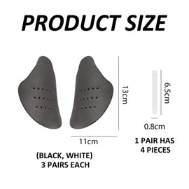 NyxSeat 6 Pairs Anti-Wrinkle Shoe Protectors, Anti-Wrinkle Styling Shoe Protector, Shoe Cover and Toe Anti-Wrinkle Protection, Soft Shoe Accessories, Sneaker Boot Toe Protector, black, white