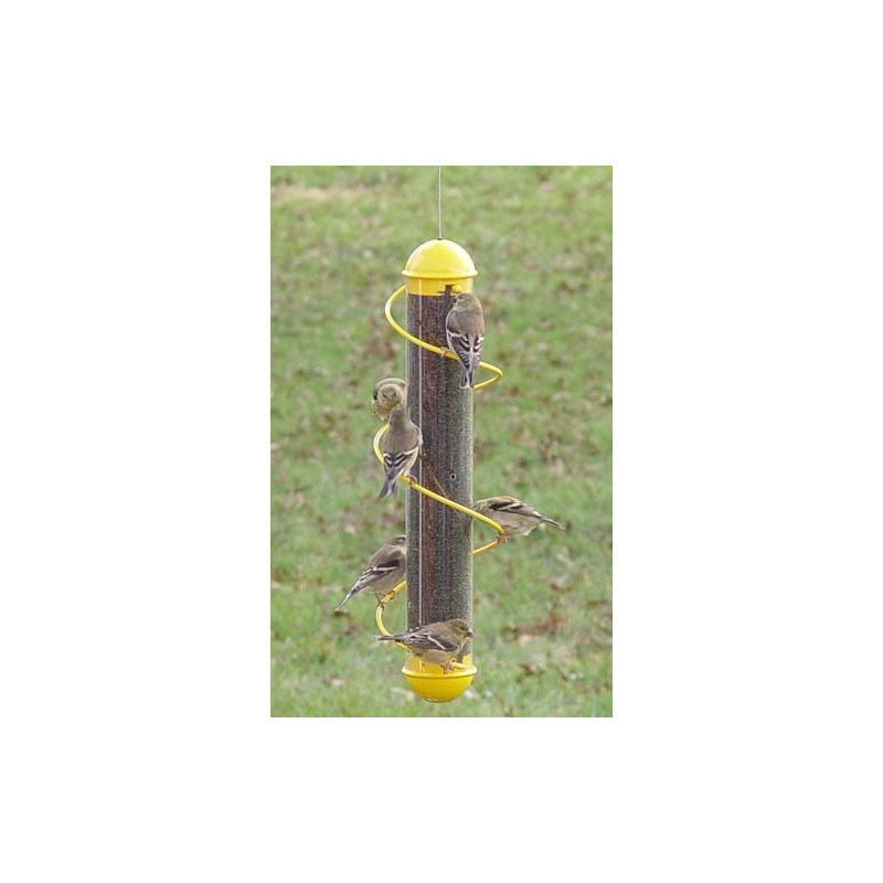 Bird Quest SBF2Y 17" Spiral Thistle Bird Feeder - Yellow