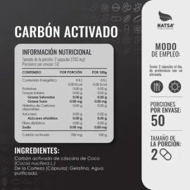 Carbon Activado 100 Cápsulas, Calidad Premium Sabor Natural
