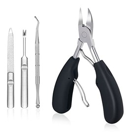 URAQT URAQT Toenail Clippers, 4 Pcs Nipper Trimmer Kit with Nail Lifter and Nail File, Precision Cuticle Scissors Nail Nippers, Heavy Duty Nail Clippers Toenail Cutter for Thick Nails Ingrown Toenails