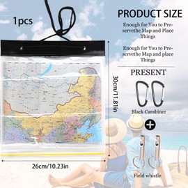 Map Case, Exploration equipment, Emergency Navigation, Includes Two Whistles (5-Piece Set), Transparent Cover with Neck Strap and Carabiners for Hiking, Camping, Mountaineering
