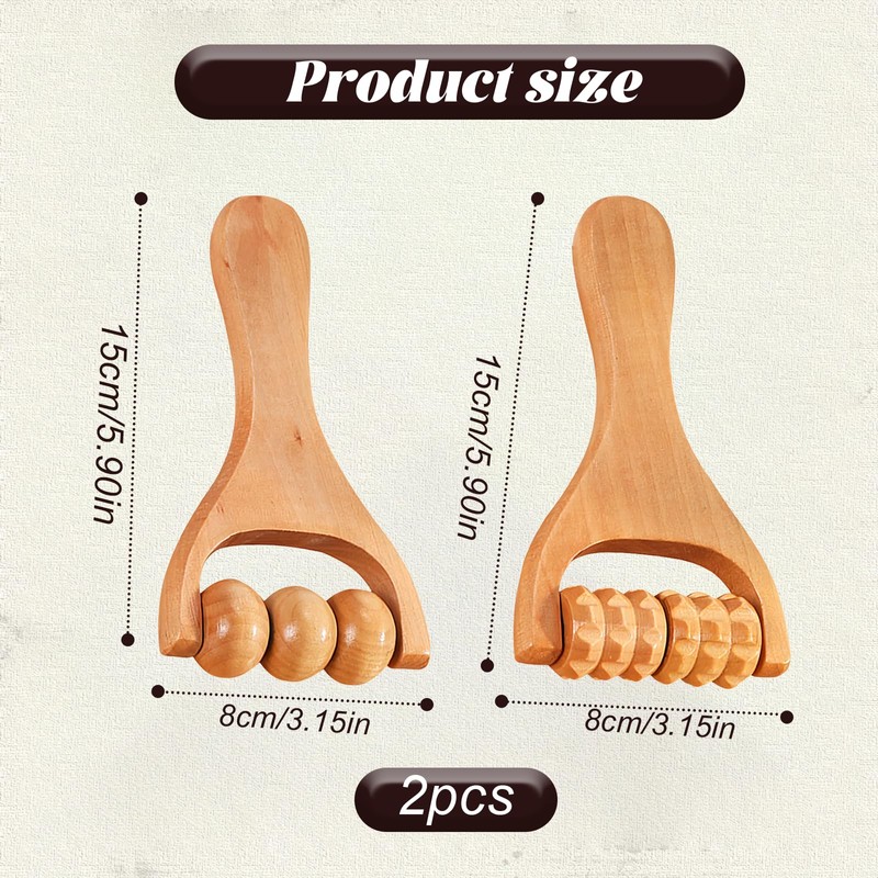 2 Pcs Wooden Smooth Massage Roller, Durable Wood Therapy Massage