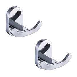 BOOKARROW Pairs Bathroom Towel Hooks(2 Pack), Heavy Duty Round Chrome Twin Robe and Door Hook, Wall Mount Screw Fixed Coat Hanger in Bedroom or Kitchen 7113-2PCS