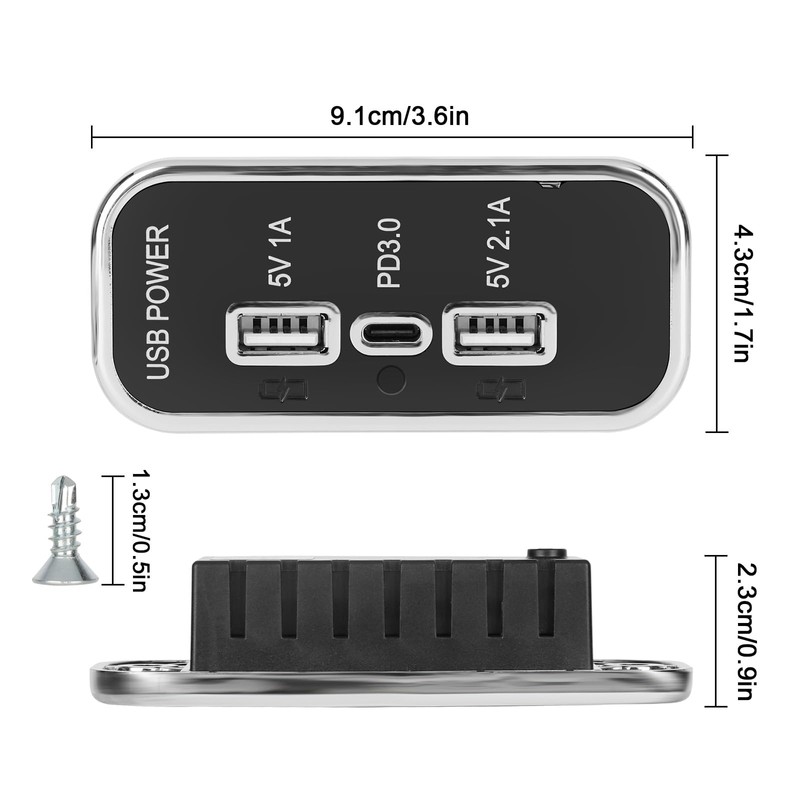 Linkstyle USB Charger Outlet, Quick Charge PD3.0 Type C &