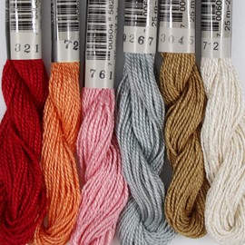 KCS 25 M/Skein Mercerized Pearl Cotton Crochet Needlepoint Thread,Size 5,6 skeins,Mixed Color 14