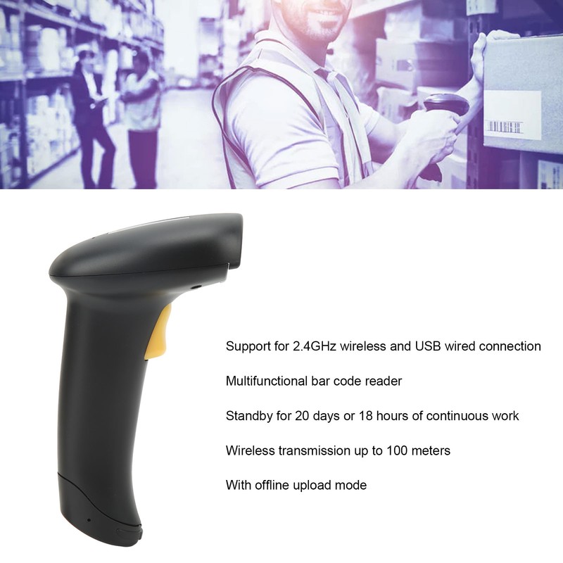 Wireless Barcode Scanner 3 in 1 USB Wired Handheld ABS