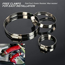 G-PLUS Silicone Radiator Coolant Hose Piping Kit Clamps Compatible With NISSAN 350Z Fairlady Z33 VQ35DE VQ35HR 2003-2007 (Red)