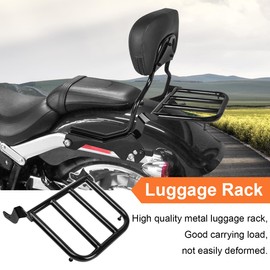 AUFER Rear Passenger Upright Backrest Sissy Bar With Luggage Rack Docking Hardware Kits Set Compatible With For 2018-UP Softail Fat Boy FLFB 114 FLFBS Breakout FXBR 114 FXBRS