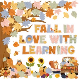 Pajean Fall Classroom Bulletin Board Decorations Autumn Thanksgiving Fall Tree Bulletin Board Decorations Maple Leaves Tree Cutouts for Home Classroom Wall Decor (Autumn Animals)