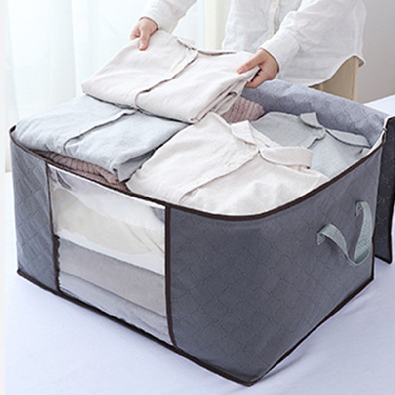 4Pcs Gray Quilt Storage Bag Organizer Large Capacity Breathable House