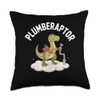 Plumber Dinosaur T-Rex Pipe Wrench Dino Funny Plumbing Throw Pillow