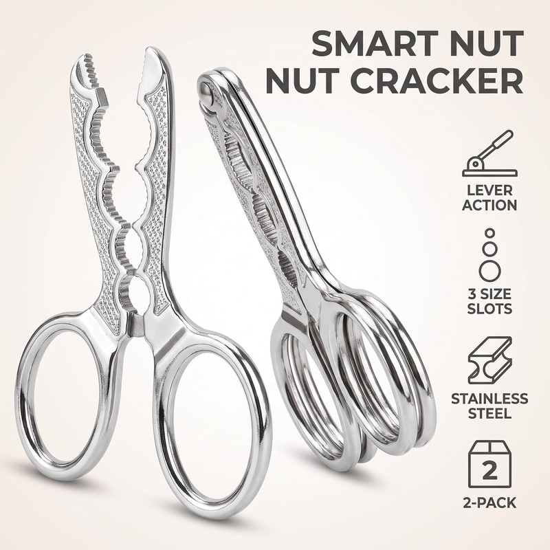 2Pcs Nut Crackers Nuts Pistachio Sheller Opener Kitchen Tools Stainless