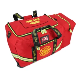Lightning X Fireman's Value Edition XL Firefighter Step-in Turnout Gear Bag w/Wheels, Helmet Pocket and Custom Embroidered Name - RED