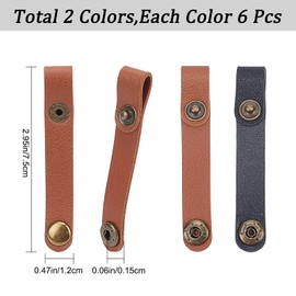 GORGECRAFT 12St 2 Farben Leder Kabelclips USB-Halter Befestigungsbänder Draht Kabel Organizer Rustikaler Halter Mit Druckknöpfen Aus Legierung Kabelmanagement Für Reisen Zuhause Büro Alltagsbedarf