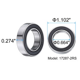 sourcing map 2pcs 17287-2RS Deep Groove Ball Bearings 0.664 x 1.102 x 0.274 Inch Chrome Steel Bearing Double Sealed ABEC3 ZV2 Bearings